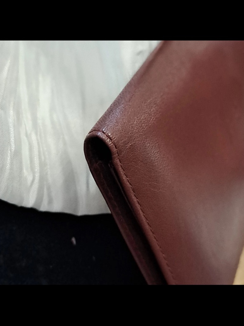 Cartier Burgundy leather long wallet  Gold Corner Accents Credit Card - Picture 7 of 12